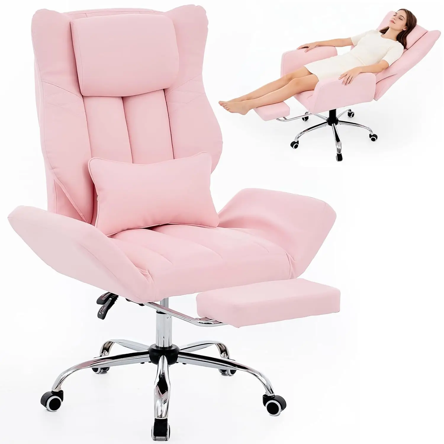 Ergonomic Cross Legged Office Chair With Flip Armrest & Foot Rest, Customized