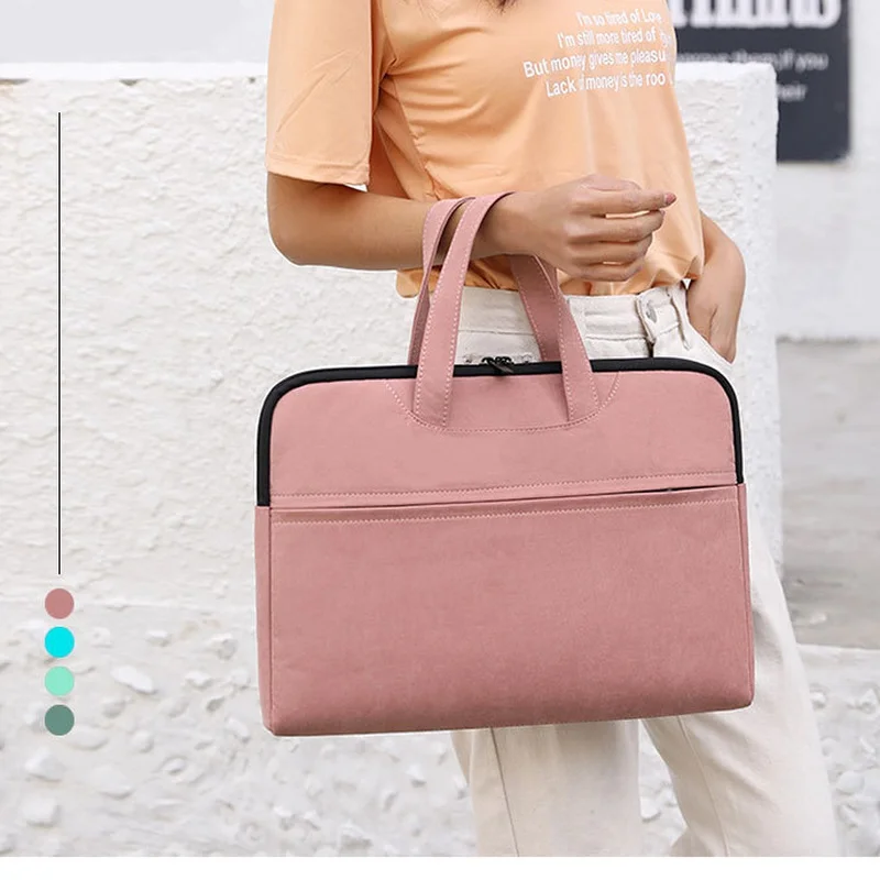 Large Capacity Gift Business Bag Handheld Information Bag Canvas Oxford Zipper File Bag Waterproof Briefcase Handbags