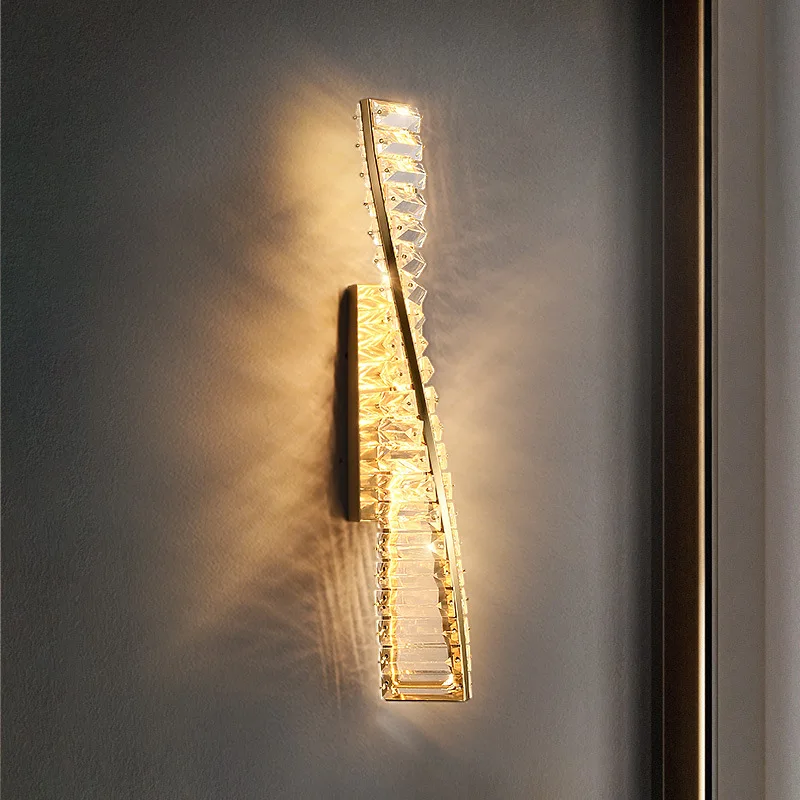 

Bedside wall lamp crystal light luxury living room background wall lamp engineering hotel suite villa personality art high-end