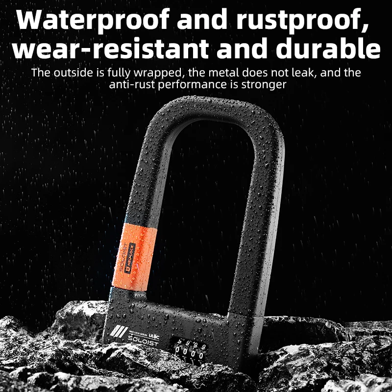 ULAC Bike Lock Waterproof Rustproof Portable Lock 4-digits Password Combination Lock Anti-theft Safety MTB Road Bike Accessories