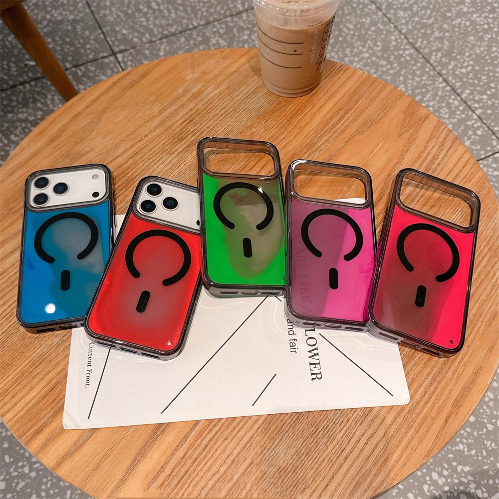 Night Light Luminous Liquid Quicksand Flowing Magnetic Case For Magsafe For iPhone 17 16 15 14 13 Pro Max Wireless Charge Cover