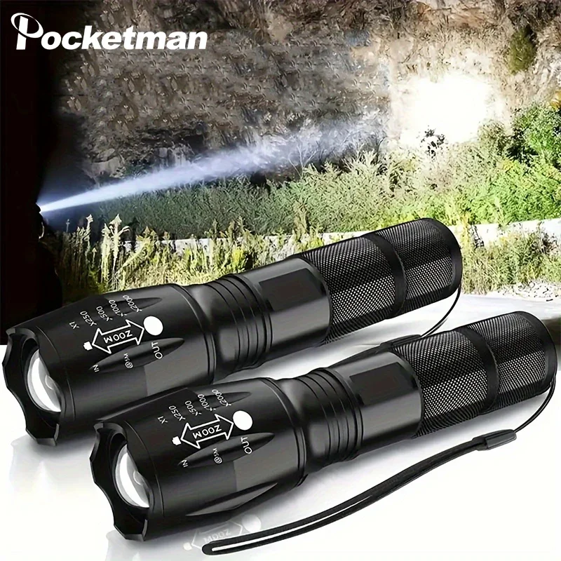 

High Lumen LED Flashlight Aluminium Alloy Flashlights with 5 Modes Waterproof Zoomable Portable Torch for Camping Hiking Outdoor