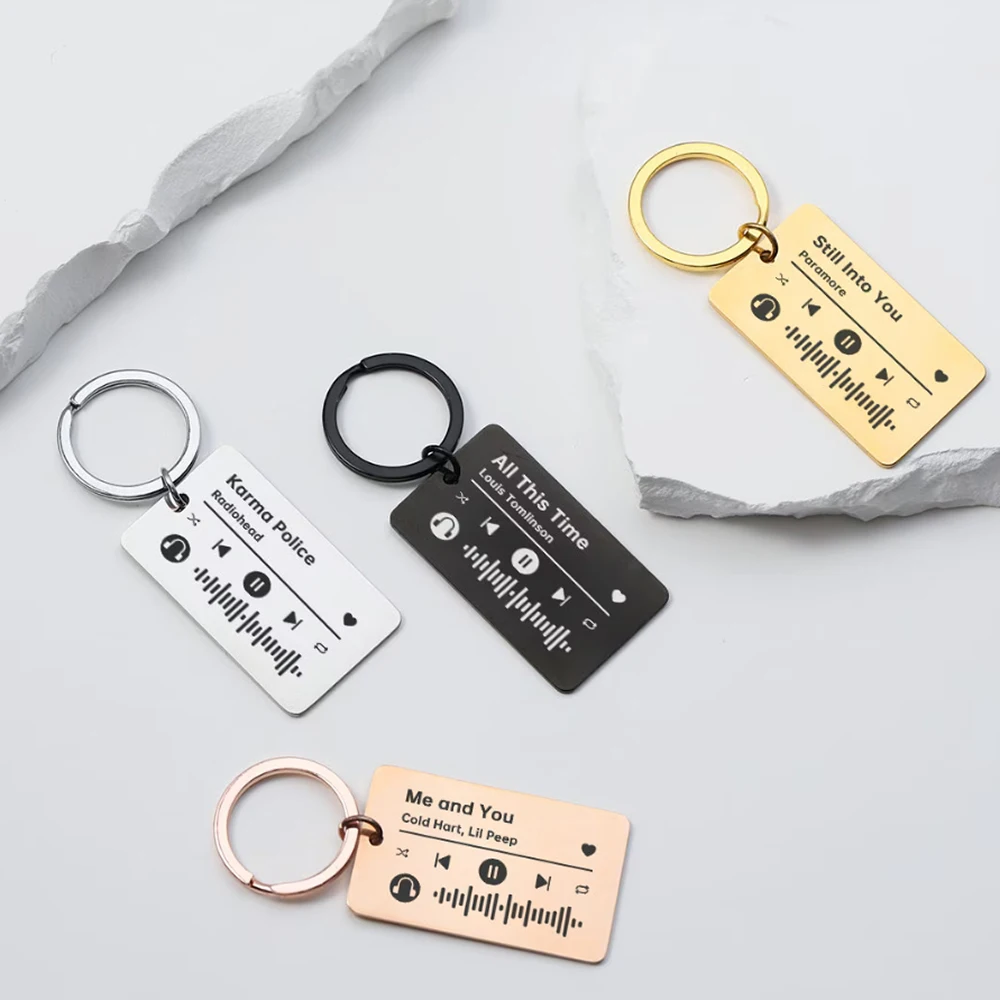 2024 New Customized Music Keychain Birthday Anniversary Personalized Gift Song Keychain Name Keychain Gift for Music Enthusiasts