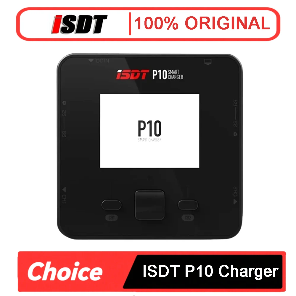 

ISDT P10 LiPo Battery Balance Charger DC 250WX2 10A 400W Dual Channel Output 1-6S Li-ion Life NiCd NiMH LiHV PB Smart Battery