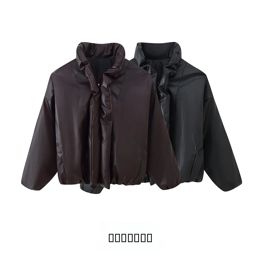 ملابس خارجية نسائية من KASLEAD New Street Sle مصنوعة من الجلد مع سحاب وياقة ثابتة وثنائية اللون قابلة للتنفس وبسيطة