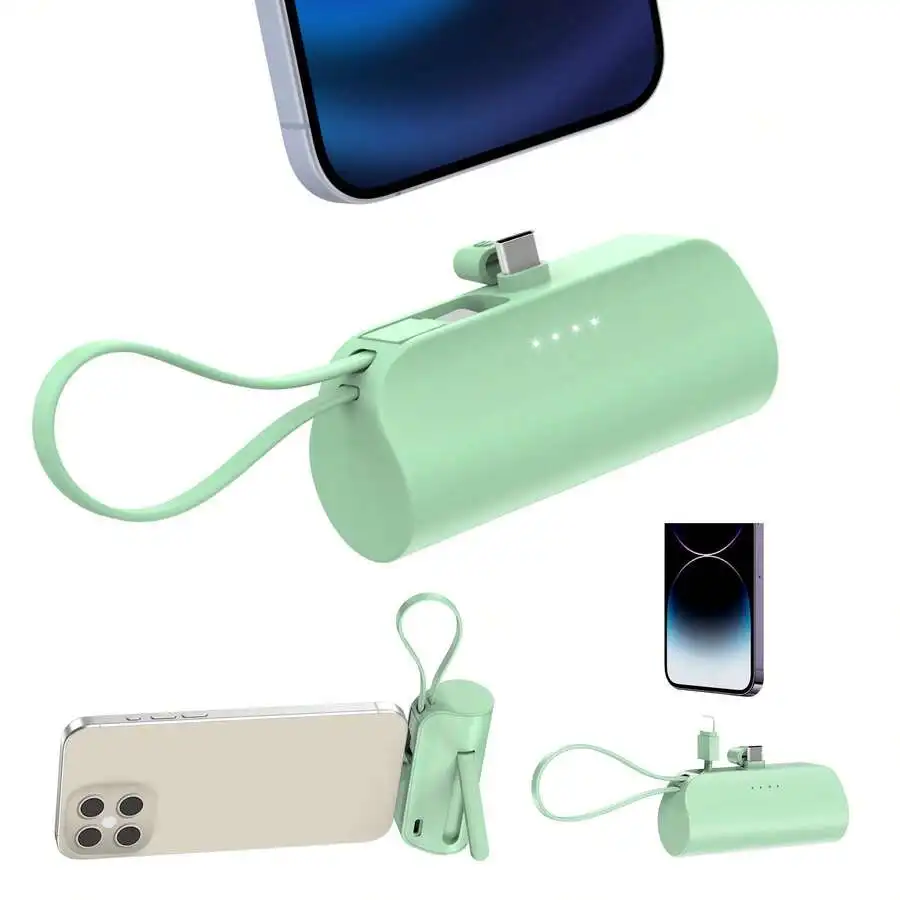 

Mini Portable Charger With Stand Holder For IPhone 17/16/15, 5000mAh Ultra Compact Type C Power Bank For Travel, Plug-In Battery Pack Travel Cordless Phone Charger, Compatible With IPhone 17/16/15 Android Galaxy