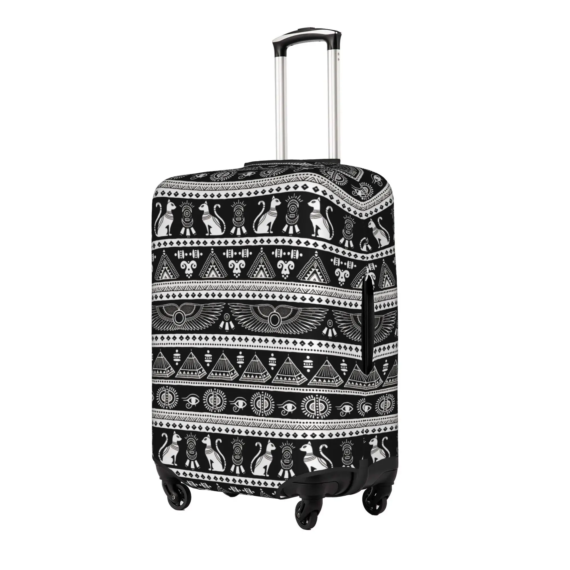 Bastet Egyptian Eye of Horus  Travel Luggage Cover Dust Proof Pyramids Winged Sun Suitcase Cover Protector Fit 18-32 Inch