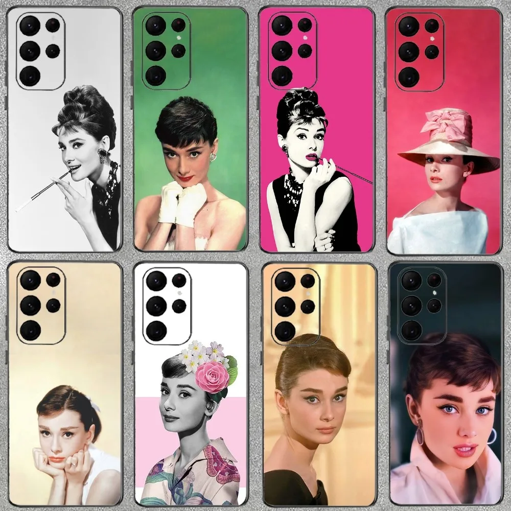 A-Audrey H-Hepburn Phone Case For Samsung Galaxy A52 A12 A51 S21 Edge S22ULTRA S23 S20LITE Plus Ultra Black Cover