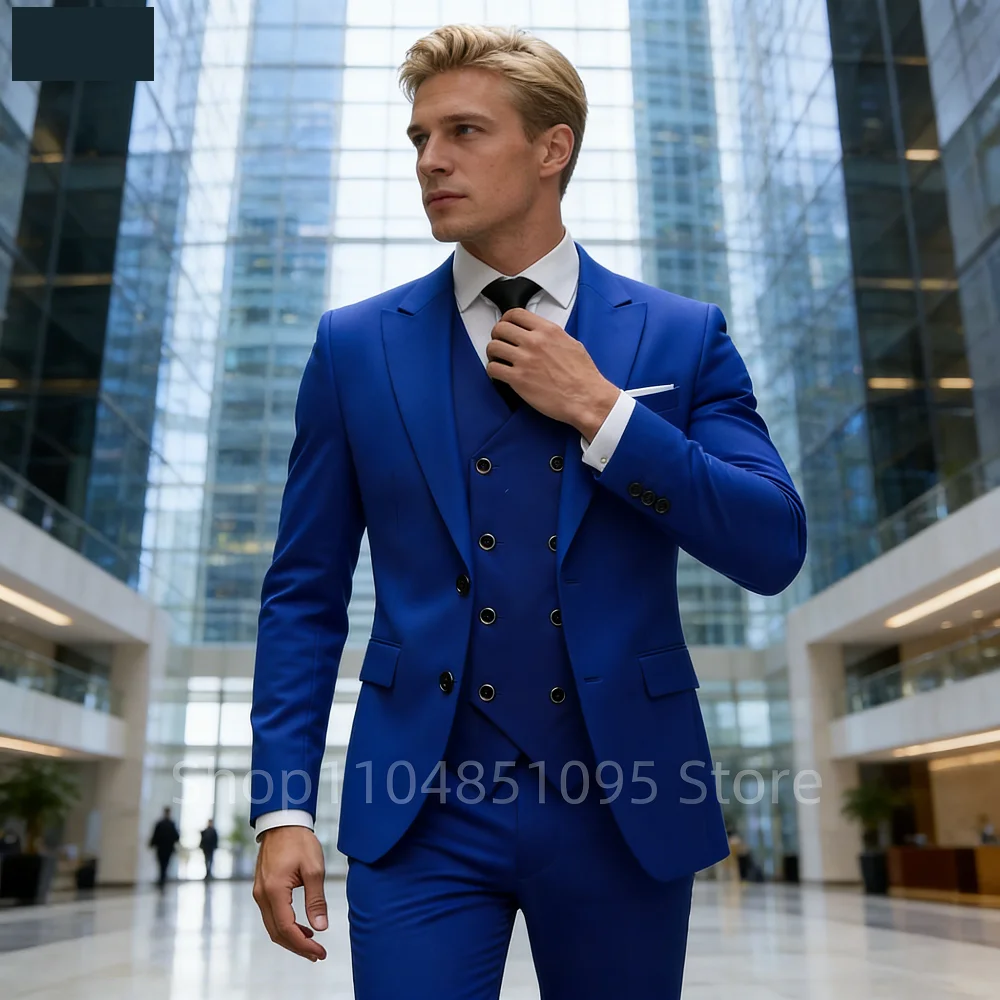 

Solid Color Men's Business Tuxedos Slim Fit Wedding Groomsmen Fashion Lapel Peak Tails Dance Party Ternos Masculinos