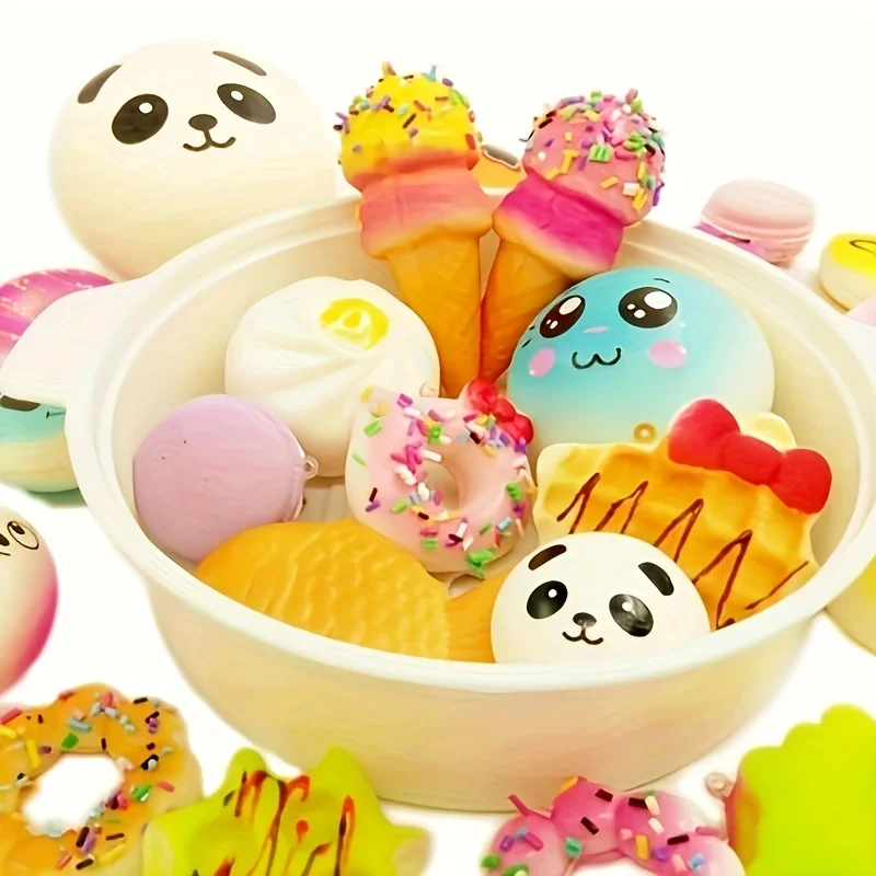 NEW 10pcs Squishies Toy Medium Mini Soft Bread Toys Key Banana Cake Toast Squishy Toy Kawaii Toys Squishy Pack Toy Random