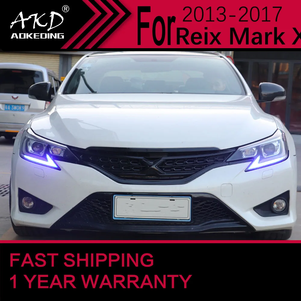 أضواء السيارة لتويوتا مارك X Reiz LED المصباح 2013-2018 رئيس مصباح Drl العارض عدسة اكسسوارات السيارات #6