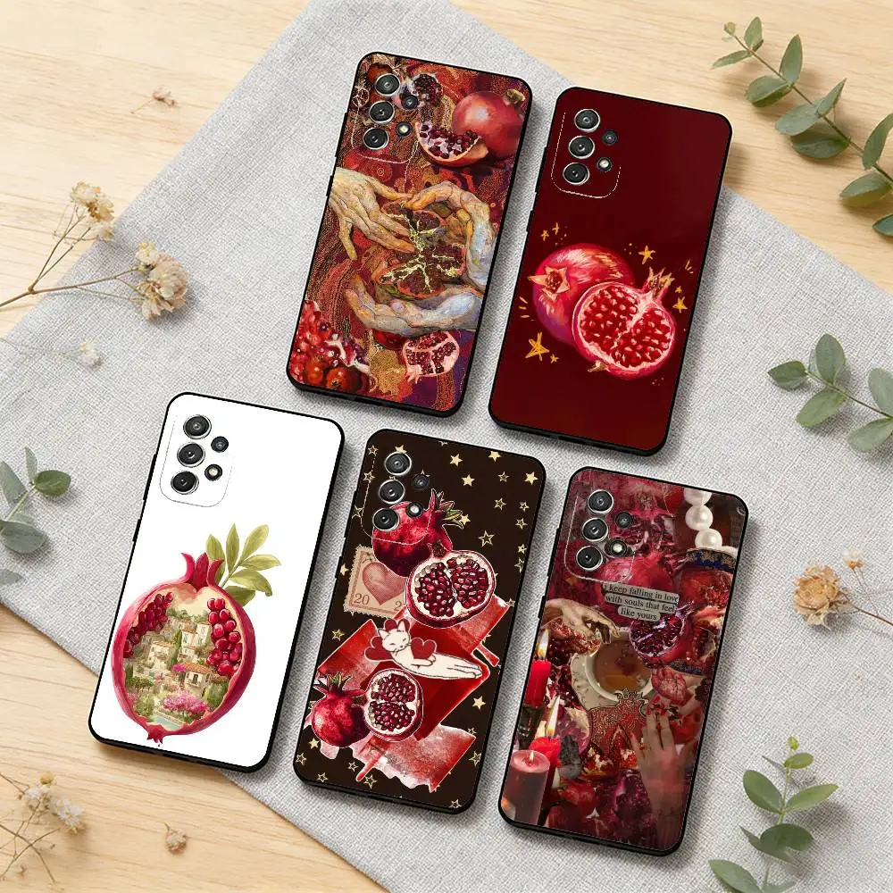 

Fruit Pomegranate Painting Phone Case For Samsung S26,S25,S24,S21,S22,S23,S30,Ultra,S20,Plus,Others Soft Black Cover