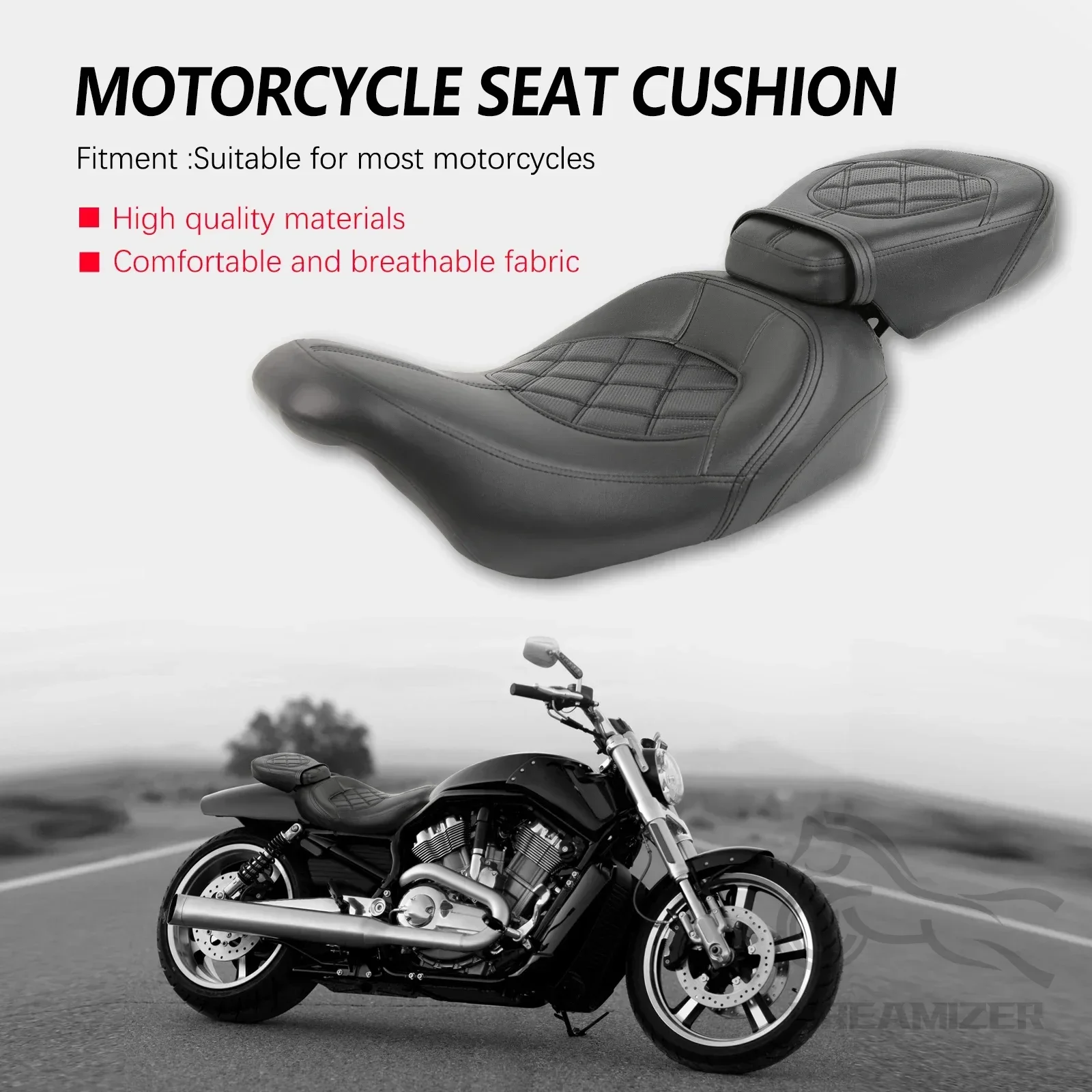 Touring Driver Passenger Seat Motorcycle Seats for Harley 1997-2007 Road King FLHR 2006-2007 Street Glide FLHX Lattice Stitched