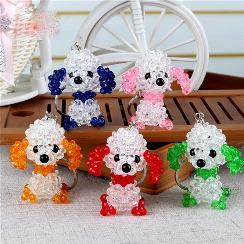 

10pcs/lot Mixed Colorful Resin Weave Dog Shaped Keychain For Charm Making DIY Bracelets