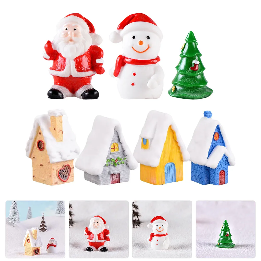 

BESPORTBLE 7pcs Christmas Decor Resin Mini Ornaments for Xmas Home Holiday Table Decoration Kids Gift Toy House Accessories