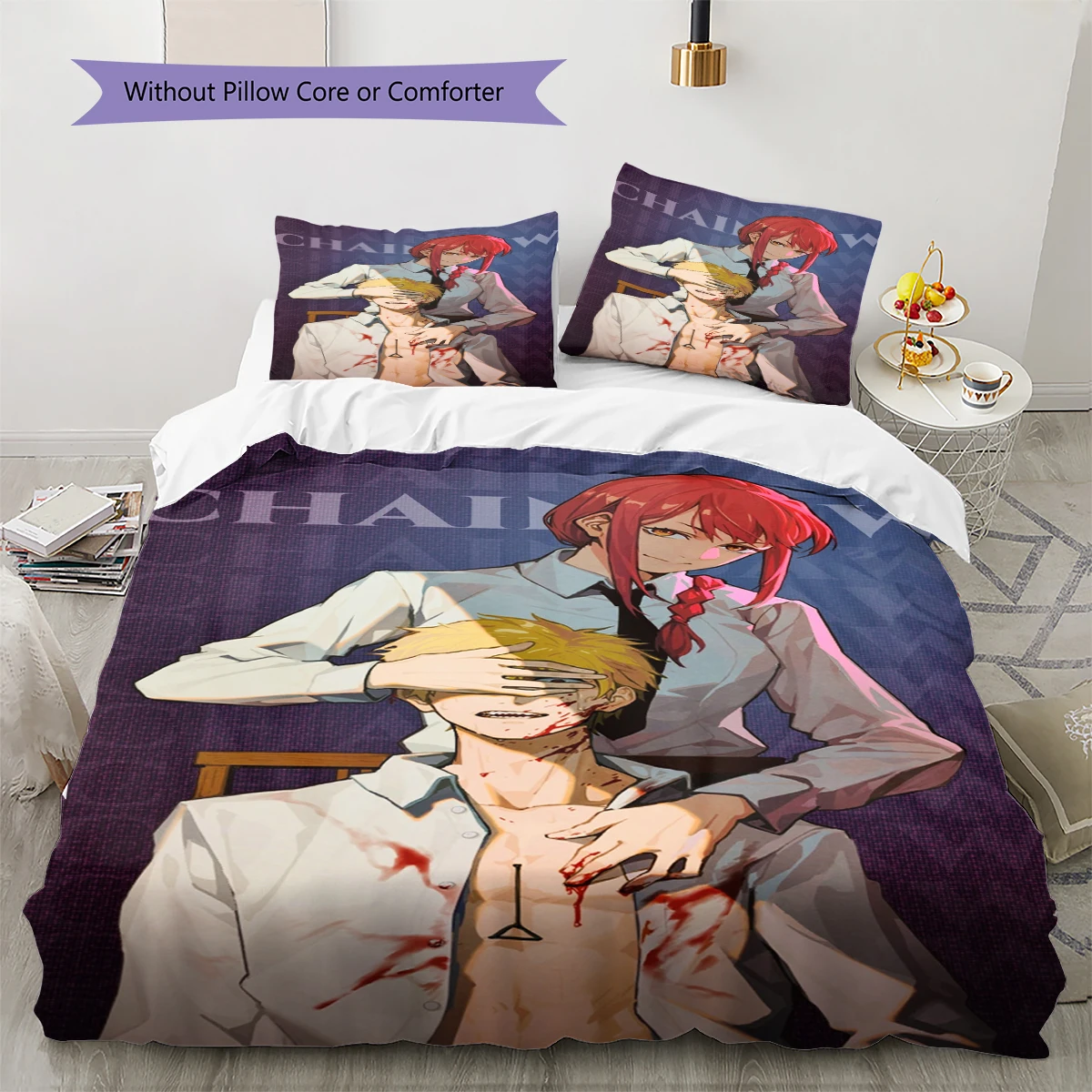 Chainsaw Man Comfortable Duvet Cover Soft, Kids Bedding Gift Set, Various Sizes Available -HE5
