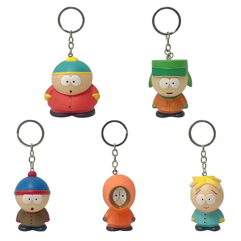 5pcs South Park Anime Figure Keychain The Stick of Truth Kenny McCormick Stan Marsh Cartoon Toys Ornaments Kids Friends Gift