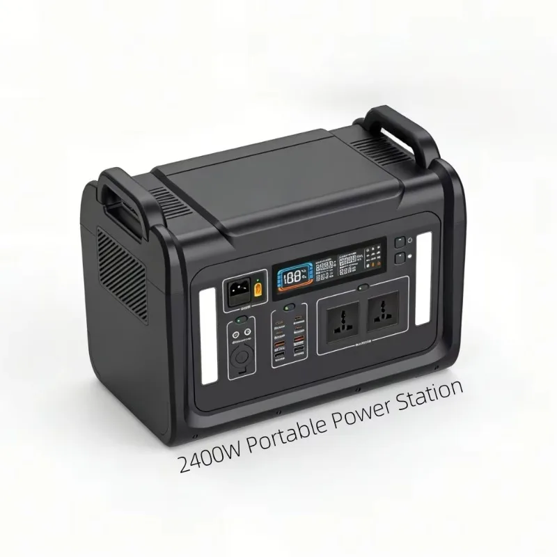 Portable 2400W Outdoor Power Station with Solar Generator Home Emergency Power Backup 220v Lithium Battery Power Station