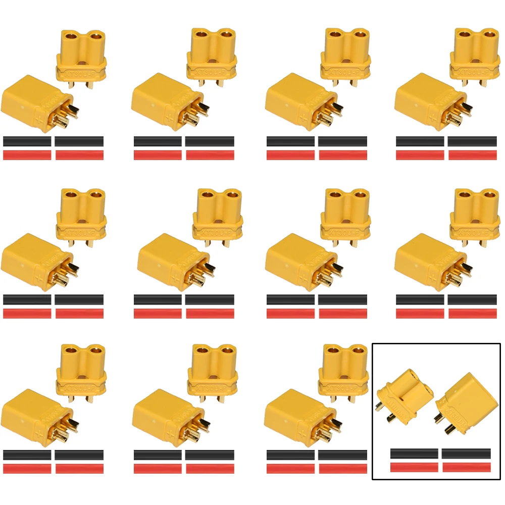 

XT30 Connectors Male and Female Connectors Plugs with 2 Pieces Shrink Tubing for RC Battery Amass XT30U XT30 Connectors