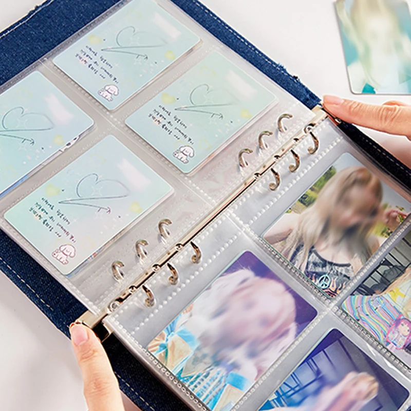 Butterfly Raw Edge Hollow Card Holder 3-Inch Four-Grid Denim Creative Cover Loose-Leaf Album Kpop Idol Photocards Collect Book