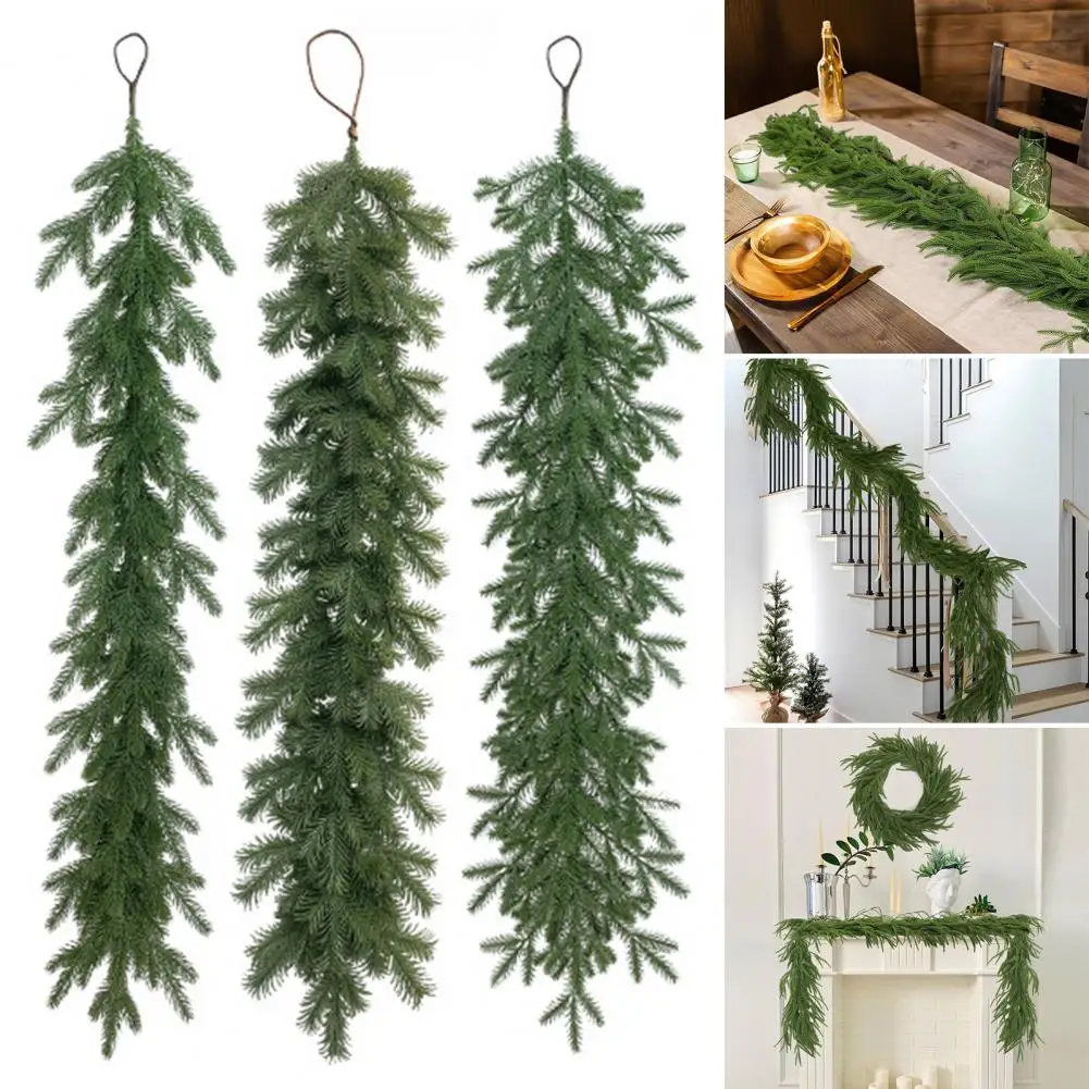 Guirxiété de Verdure Artificielle pour Noël, Fait à la Main, Branche de Vacances, Décor de Porte, 120cm