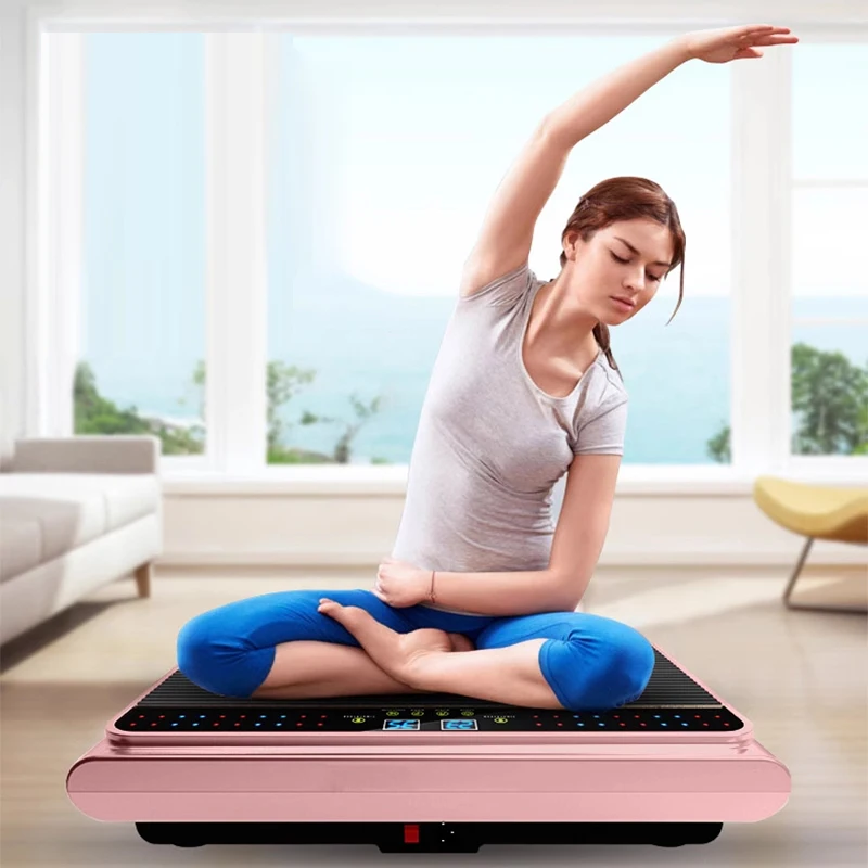 

Vibration Plate Exercise Machine Whole Body Vibration Platform Machine with Pilates Bar Resistance Bands for Home Fitness