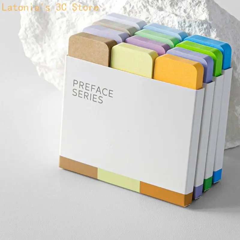 Writable Note Tabs with a Long Rectangular Format, Rounded Corners and 4 Color Pad for Short Reminders, Books and X3UB