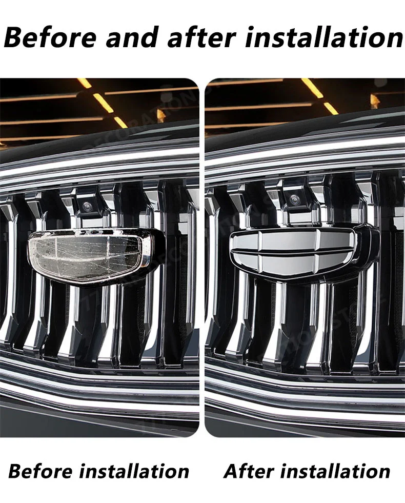 Car exterior decoration accessories, DIY protective stickers, sequins on the front of the car for GEELY Monjaro 2023 2024