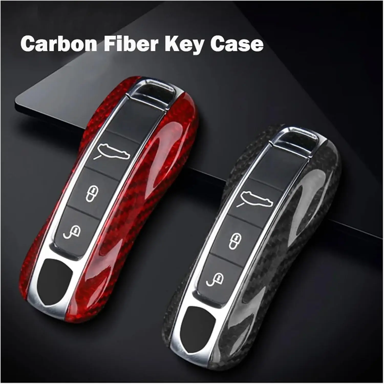 Compatible For Porsche Key Cover Case Shell Cayenne Macan 911 Boxster Cayman Panamera 986 987 718 CAR(BSJB Black R1)