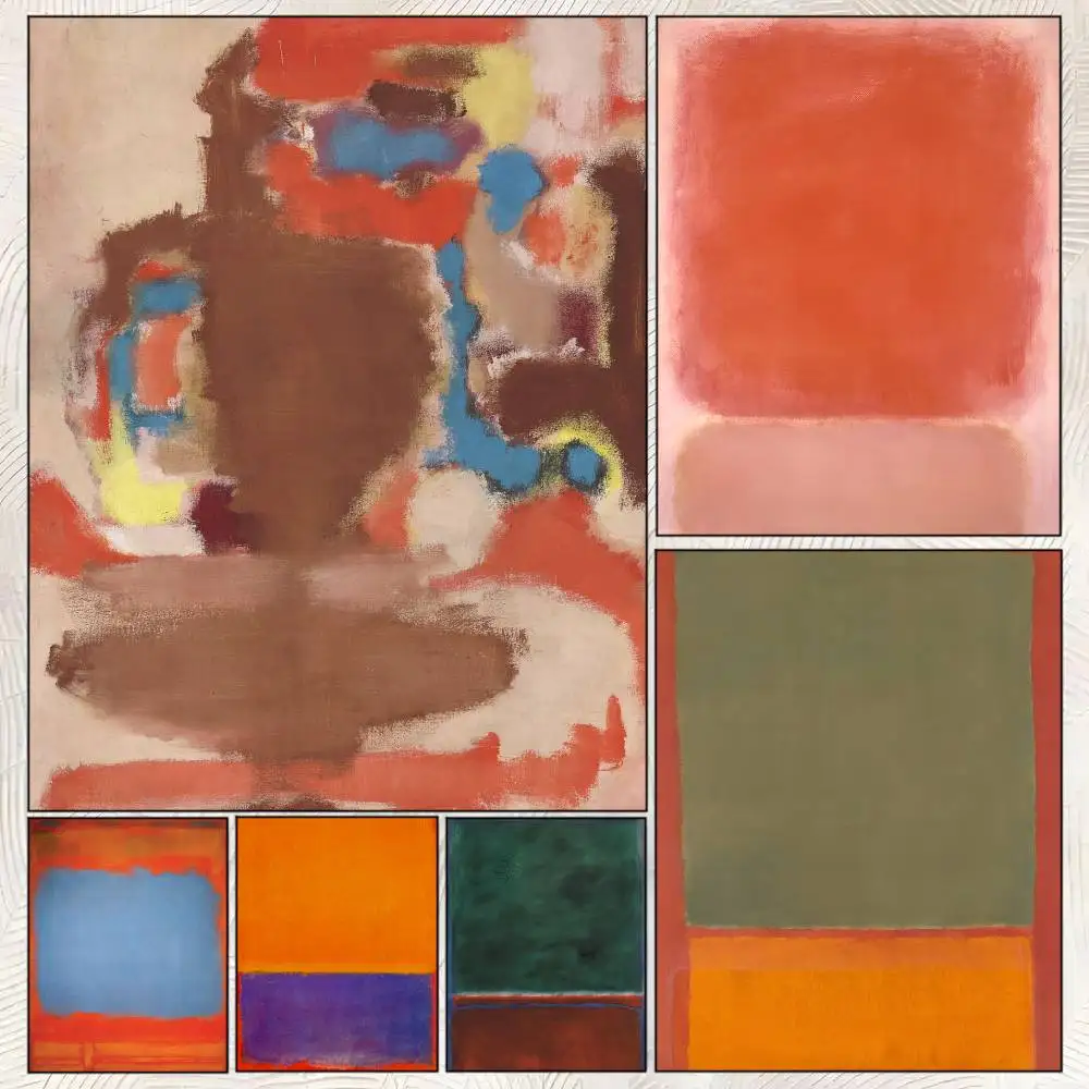 Famous Mark Rothko Abstract Multicolor Poster Self-adhesive Art Room Entrance Restaurant Wall Decor Art Painting