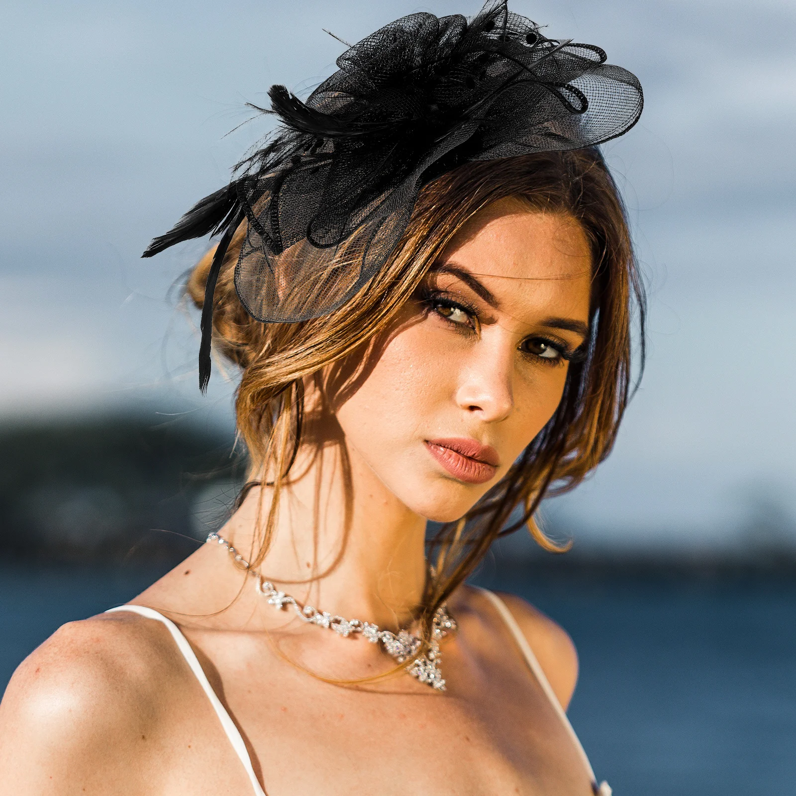 

Retro Veil Hair Accessories Black Net Fascinator Headband for Wedding Bride Bridal Plume Mesh Vintage Hat Style