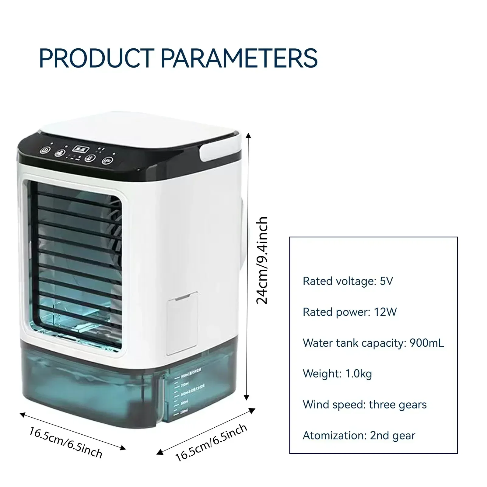 Portable Mini Air Cooler 3 Speed 900ml Water Tank 7-Color Night Light Personal Air Conditioner for Desk Bedroom Office
