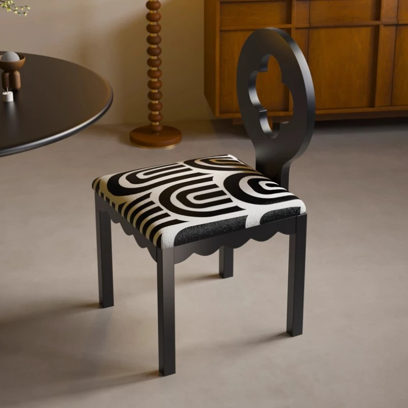 

‌French Vintage Dining Chairs Set, Clover Velvet Vanity Stool, Ergonomic Backrest Seating, Solid Wood Home Decor Chair