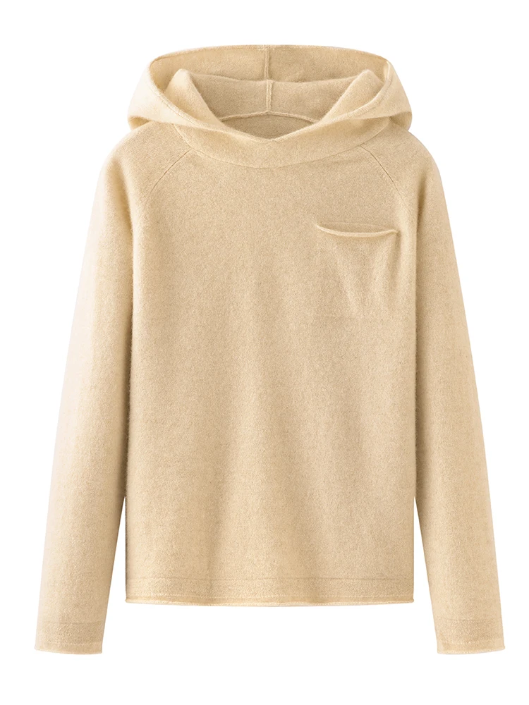 

New Hooded Pullover Cashmere Sweater autumn and winter comfortable warm slimming and figure-hugging Women 100% Cashmere Knit Top