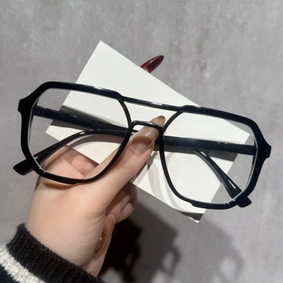 1 Stück Unisex-Brille, schlicht, neu, ultraleicht, Retro, Doppelbrücke, übergroßer Rahmen, vielseitig, künstlerisch, lässig, trendig, täglicher Ausflug zu Hause