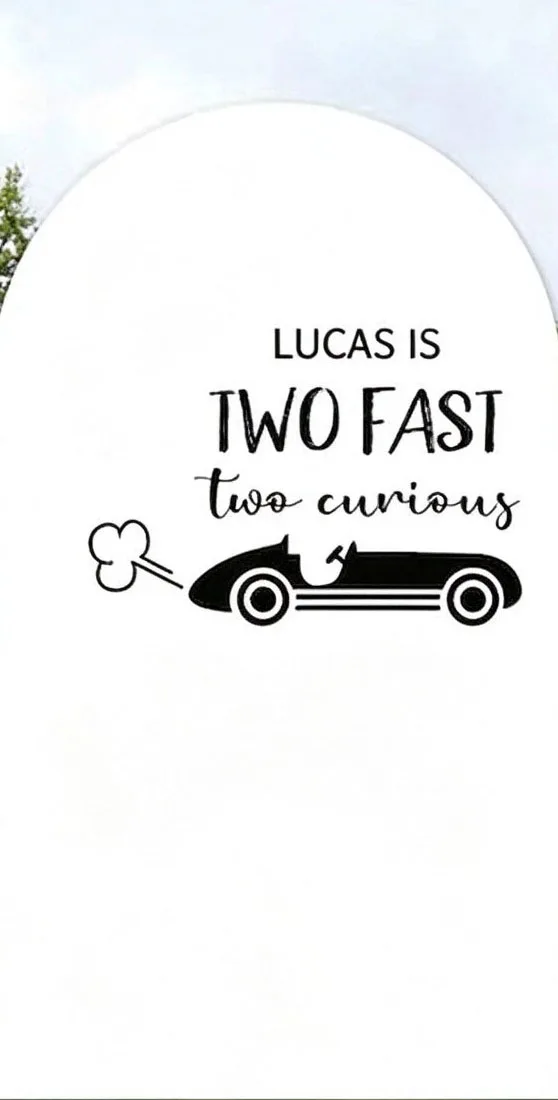 Custom 2-Side Two Fast Two Curious Baby Shower Arch Backdrop Cover Racing Car Diy Name Birthday Party Decor Backdrop Photo