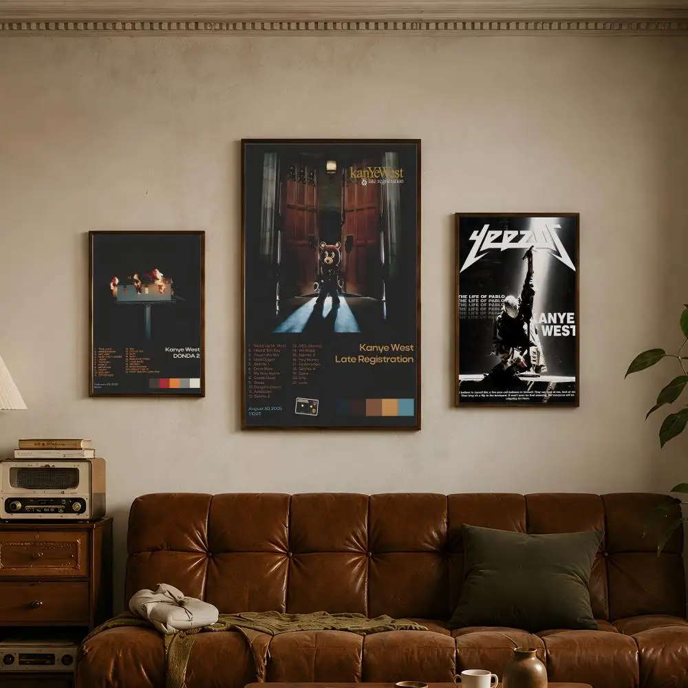 Rapper K-Kanye West-t Poster Vintage Self Adhesive PP Wall Art Home Bar Bedroom Decor Gift