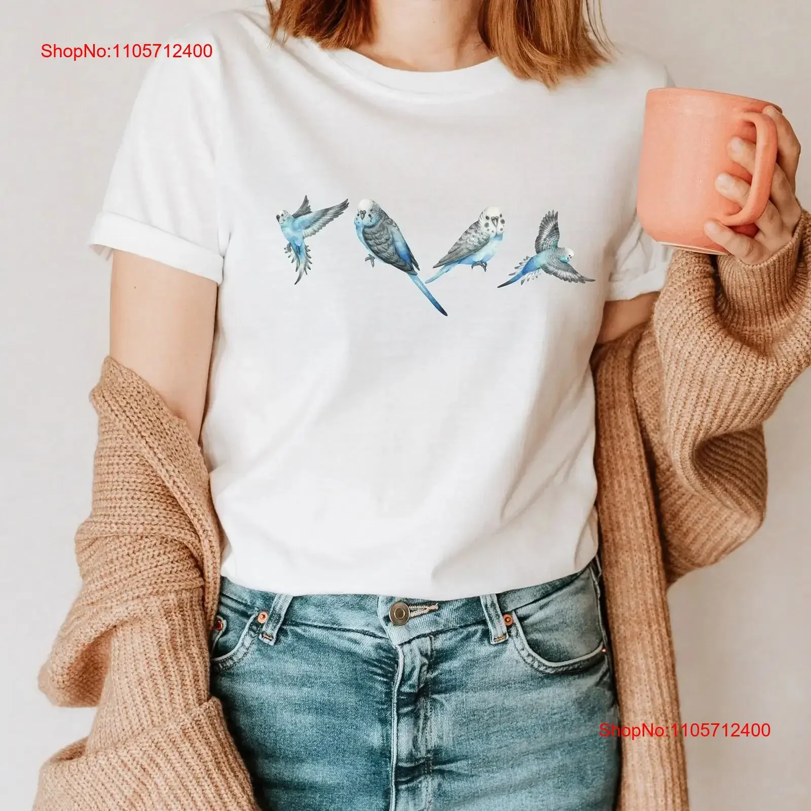 ParakeeT T Shirt Blue Bird Mom s Dad vintage Washed Top For Everyday Wear homme streetwear Versatile Stylish graphic