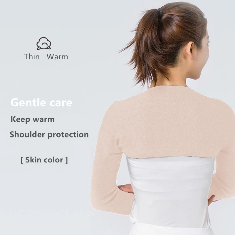 Wool Blend Double Shoulder Warmer Elastic Back Shoulder Support Brace Wrap with Long / Short Sleeves for Arthritis Pain Relief