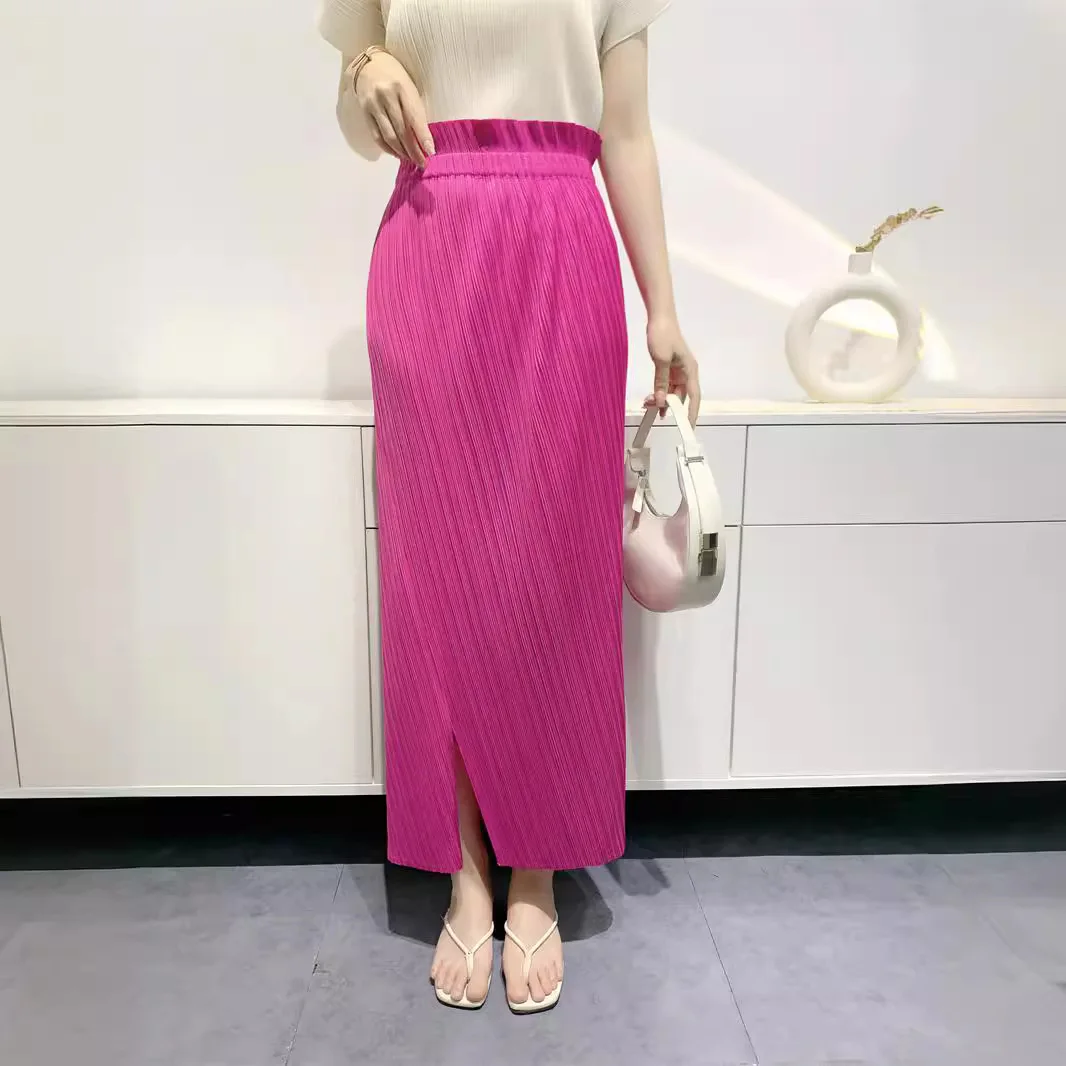 Miyake Summer New Fairy Version of The Pure Color Simple Bustier Skirt High Waisted Open Niche Design Sense