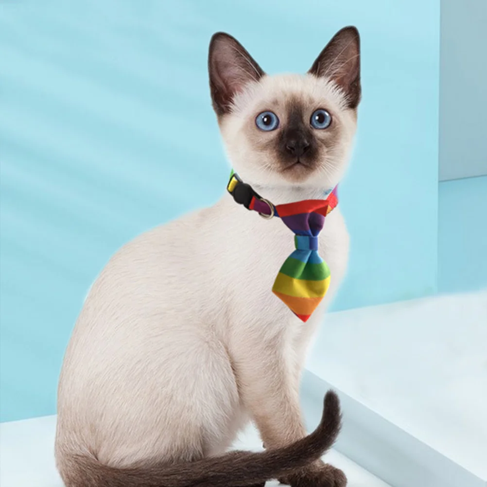 

Rainbow Bowtie Dog Adjustable Pet Small Large Cats Dogs Cute Kitten Puppy Lightweight Comfortable Decorative Outdoor Cat