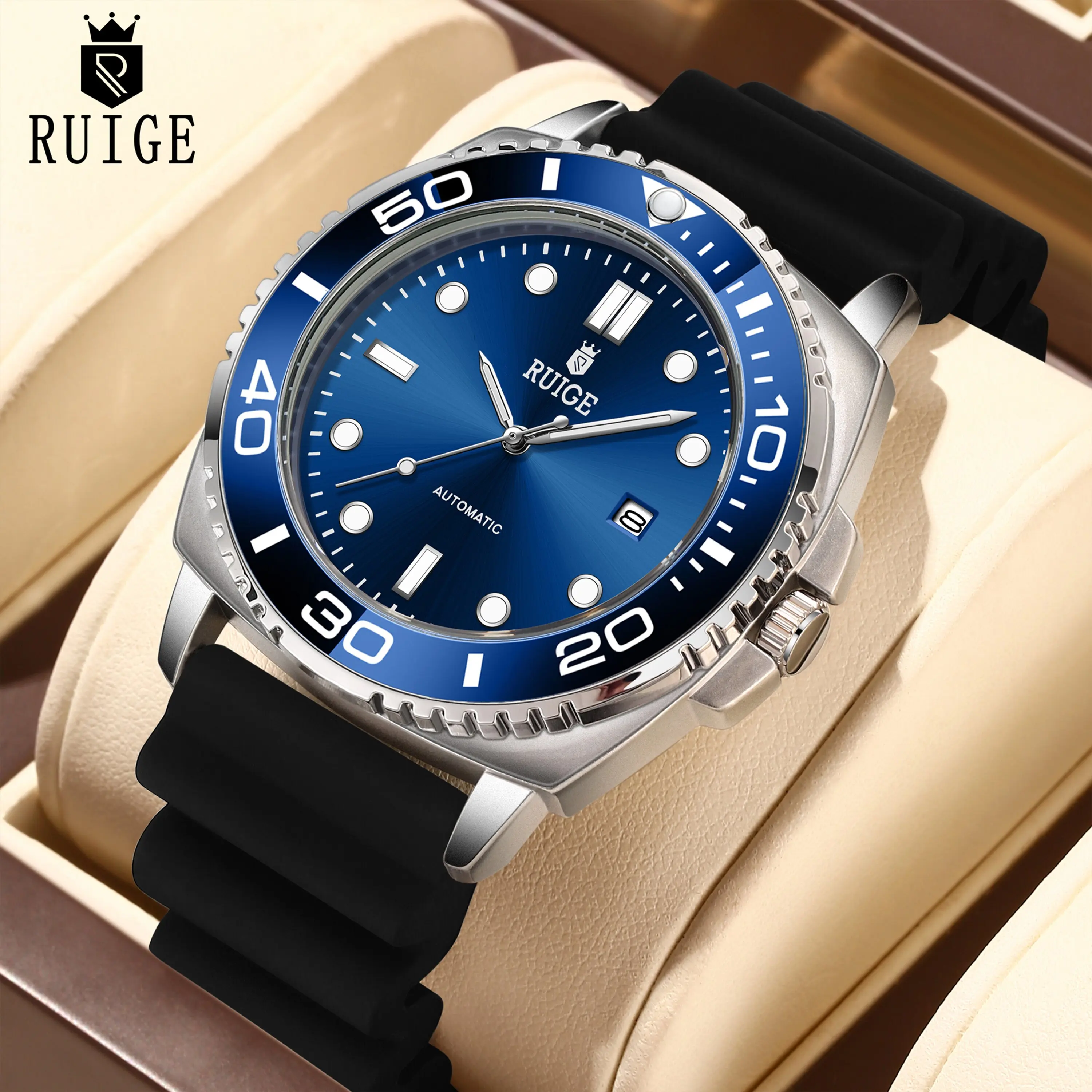 RUIGE New Men's Fully Automatic Mechanical Watch, Casual Calendar, Men's Night Light Waterproof Fashion Trend Watch