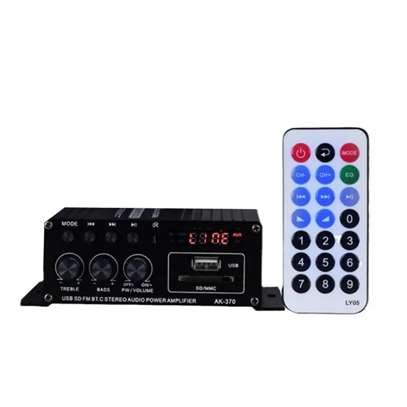 Y44A Mini Digital Power Audio Car Amplifier, Blue Light Stereo Amplifier for Home Theater & Club Music, 20W+20W