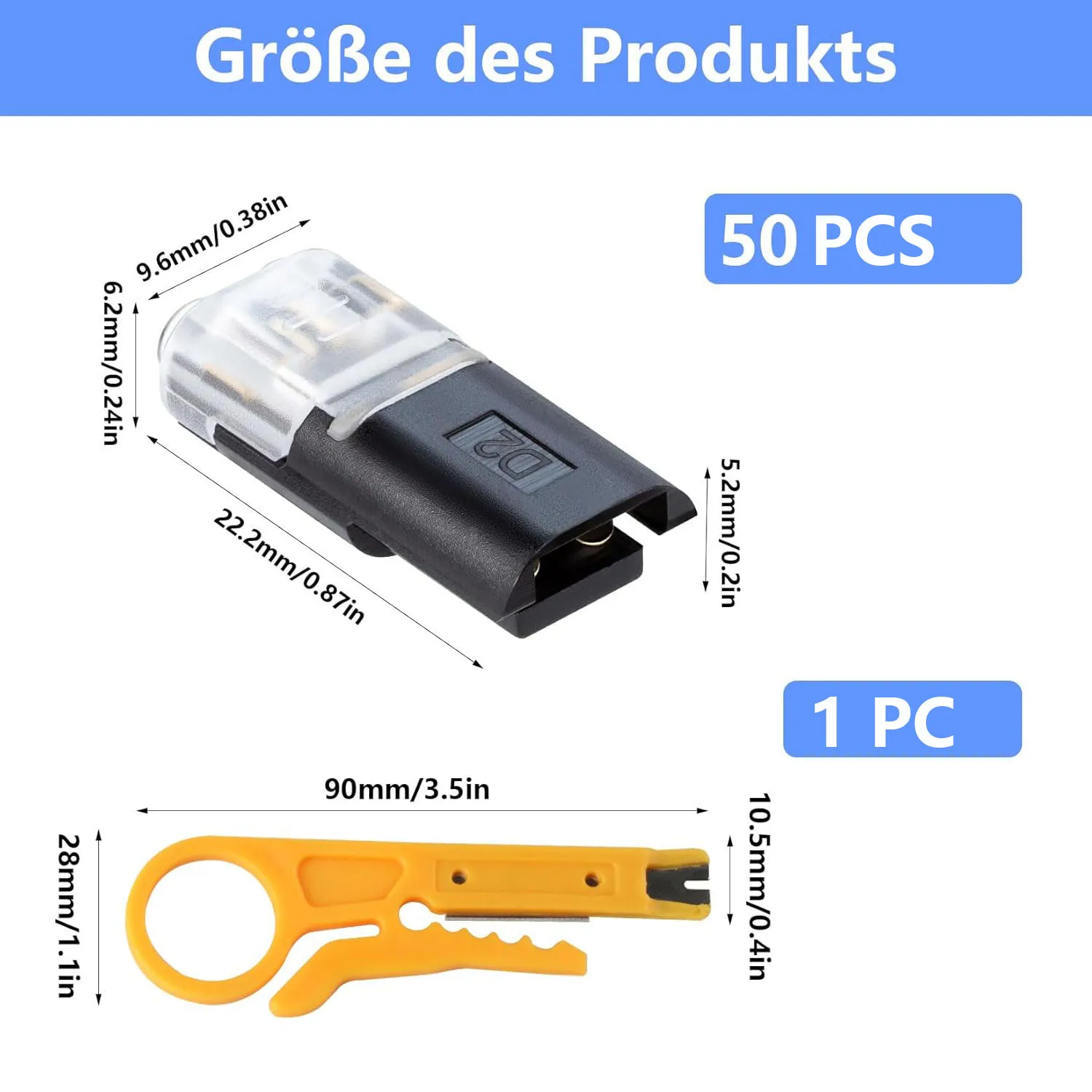 50Pcs Cable Connectors,  2 Pin Plug Connector 18-22 AWG Pluggable Quick Wire Connector for Car Truck Cable Connector Connections
