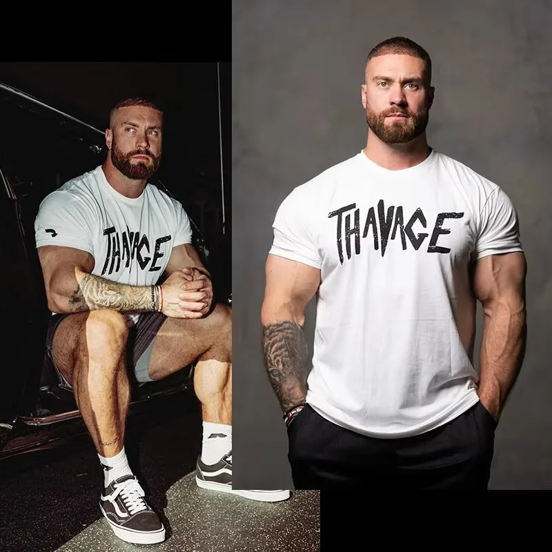 Black Cbum Chris Throwback Thavage Gym Brand Graphic T-Shirt Cotton Men Women Streetwear Tee