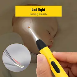 Kids Ear Care Tool Tweezer Ear Nose LED Light Earpick Curette Picker Ear Wax Remover Ear Cleaner Spoon