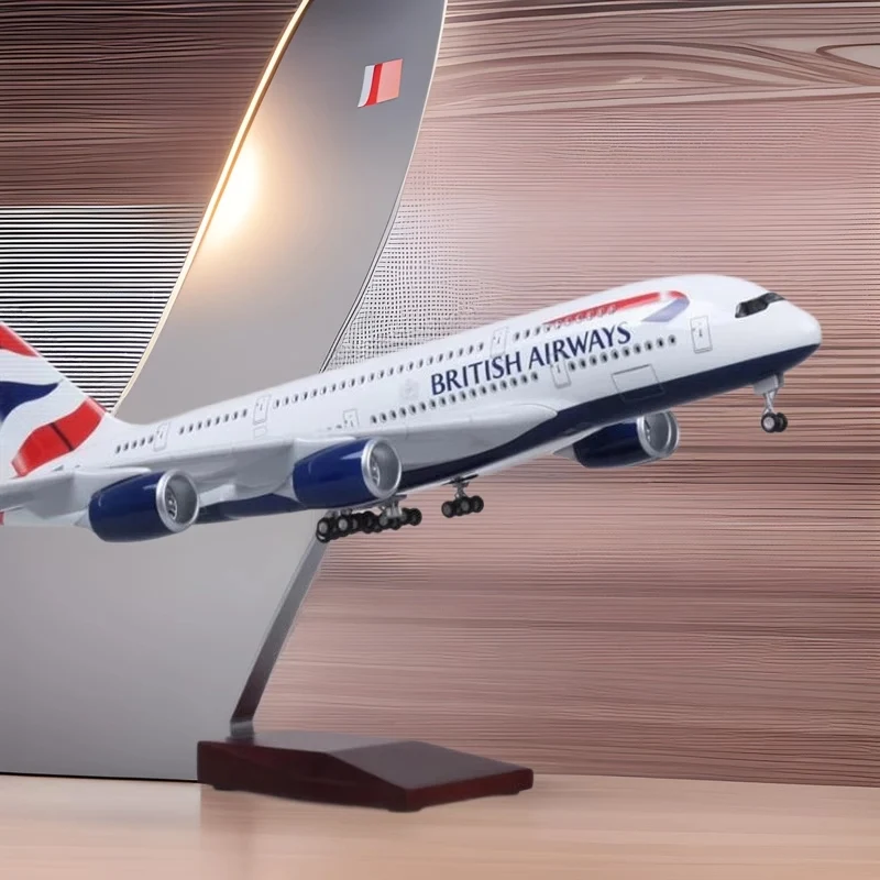 

Airbus A380 BRITISH Airline 1:160 Scale Model Airplane With Light and Wheel Diecast Resin Aircraft Collection Display Toy