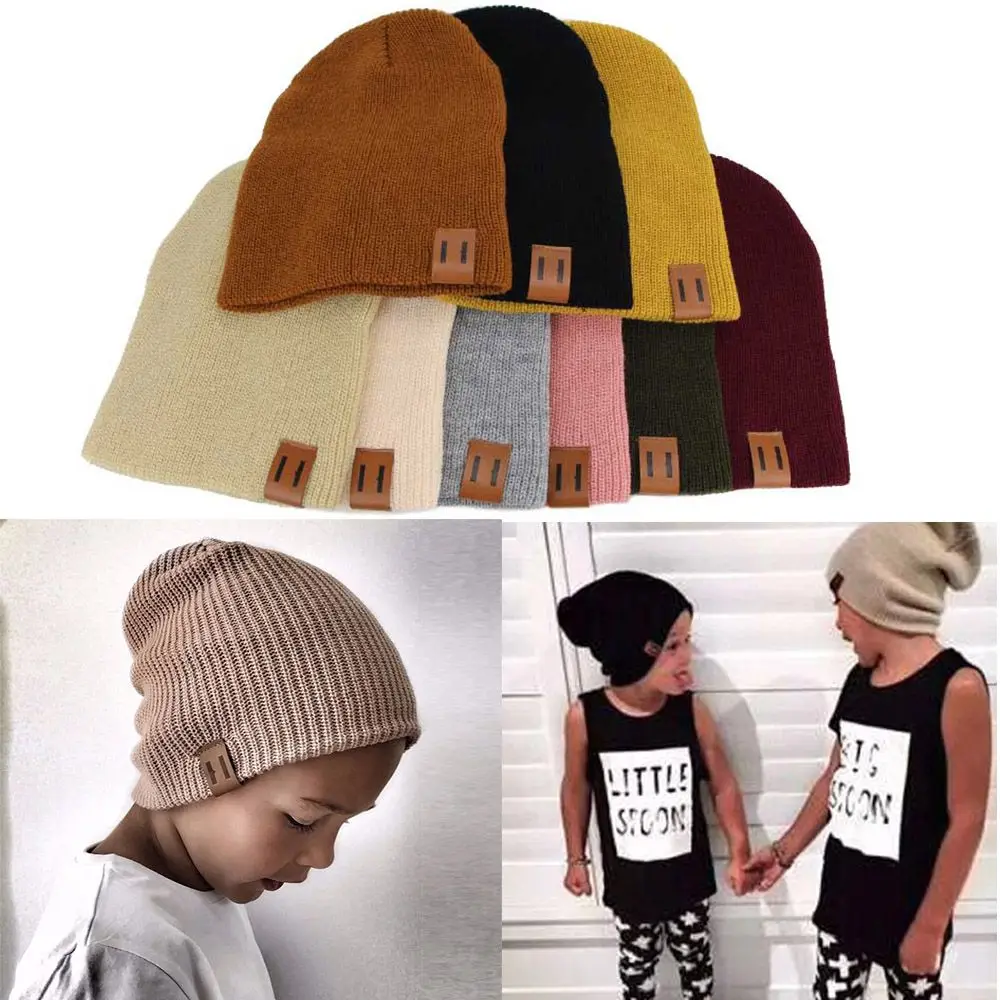 Gorros casuales de 7 colores para niños, gorros de punto, gorros más cálidos, gorros de otoño e invierno, nuevo