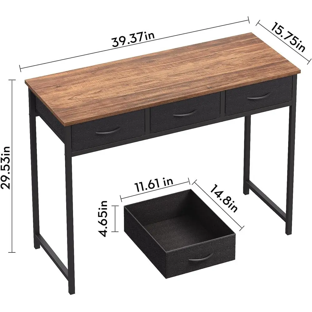 Rustic 39.3 Home Office Desk with Storage Drawers for Modern Study Spaces