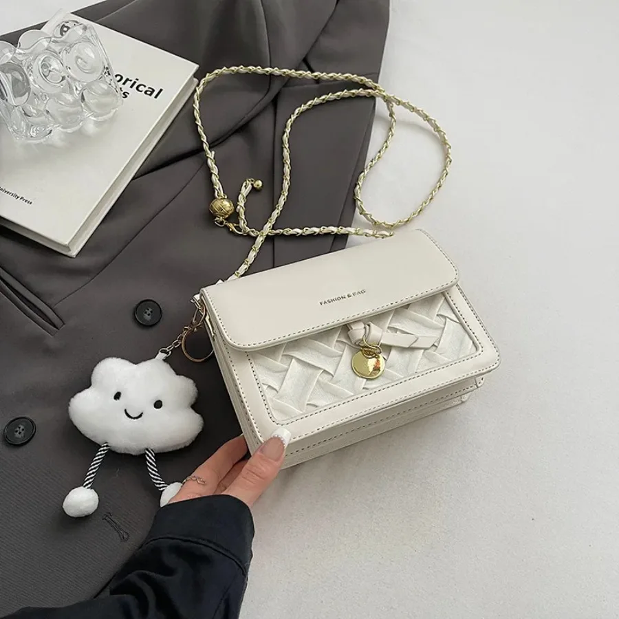 

New fashion popularity bag summer exquisite niche aesthetic generous crossbody female bag chain weaving small square bags